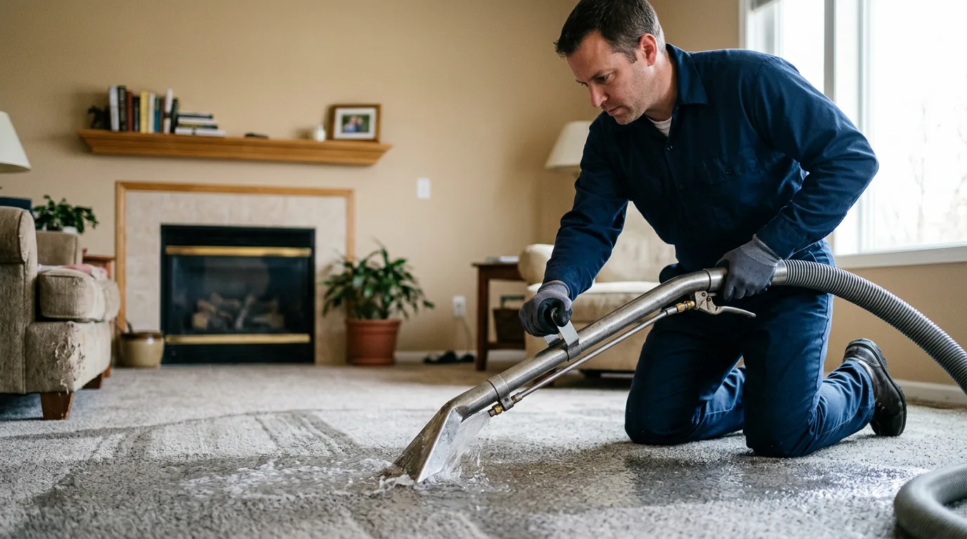 Water damage restoration technician working near Northport, NY